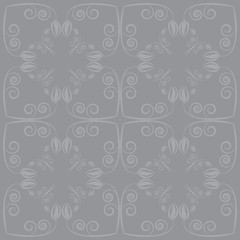 grey background with flowers and leaves