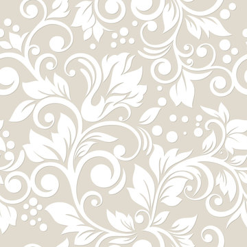 Seamless pattern with flowers and leaves. Floral ornament.