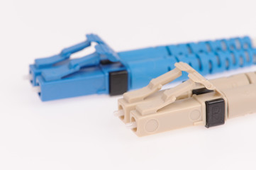 Fototapeta premium Fiber optic cables isolated on grey background