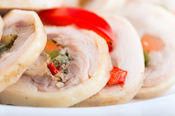 Сhicken roulade with pepper and carrot