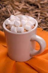 marshmallows on top a cup of hot cocoa