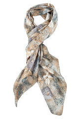 a neckerchief is grey strung on a knot on a white background