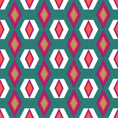 Abstract geometric seamless pattern on turquoise