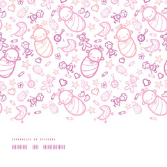 Baby girls horizontal border seamless pattern background