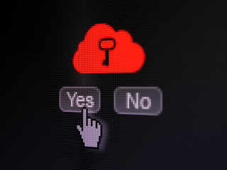 Obraz premium Cloud networking concept: Cloud With Key on digital computer