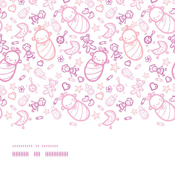 Baby girls horizontal border seamless pattern background