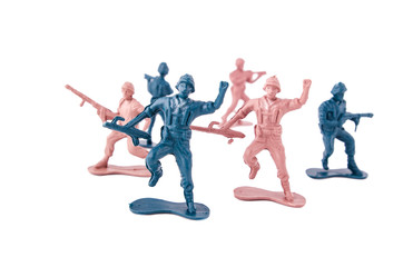Fototapeta na wymiar toy soldiers white background