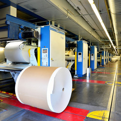 Papierrolle in Druckerei // paper roll at printing machine