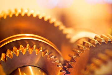 golden gear wheels, close-up
