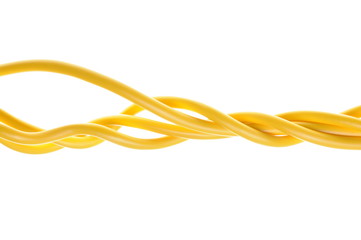 Yellow electric cables used in electrical and computer networks