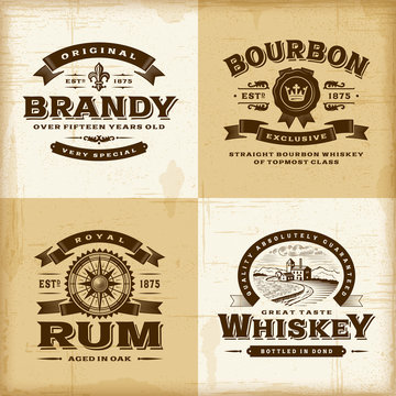 Vintage alcohol labels set