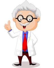 Professor cartoon pointing his hand