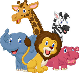 Naklejka premium Happy safari animal cartoon