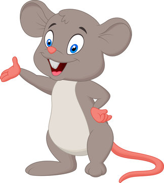 Cute mouse cartoon presenting