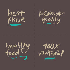 Hand written Vector Food Labels - Price Premium Healthy Natural