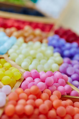 Colorful pearls in a jewelry store
