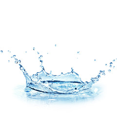 blue water splash isolated on white background