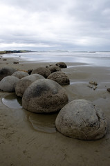 Moeraki boulders sur la plage