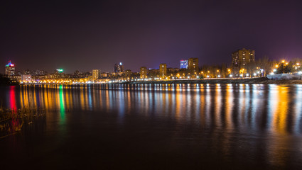 Fototapeta premium Evening shot of promenade on the river Kalmius