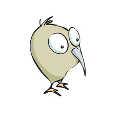 Adorable kiwi bird standing. Cartoon.