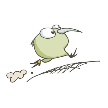 Adorable kiwi bird running. Cartoon.