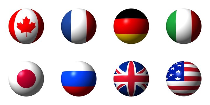 Collage of flags of the G8 countries