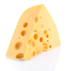 Piece of cheese, isolated on white