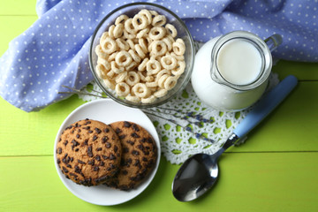 Homemade yogurt and delicious  cereals in bowl