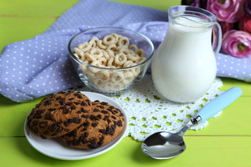 Homemade yogurt and delicious  cereals in bowl