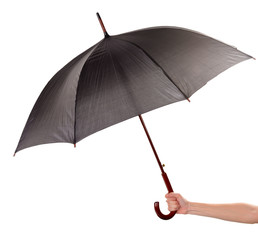 Black Umbrella in hand isolated on white © Africa Studio