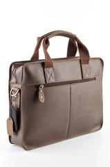 Leather bag isolated on white background