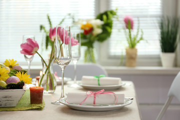 Beautiful holiday Easter table setting