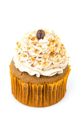 Coffee cupcake isolated white background