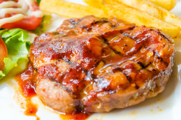 Barbecue grilled pork steak