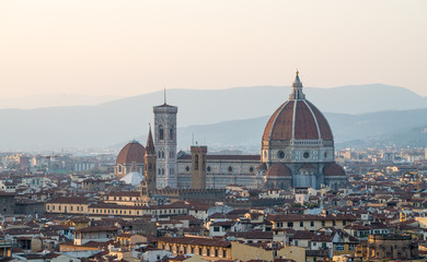 Fototapeta na wymiar Aerial view of Piazza del Duomo in Florence