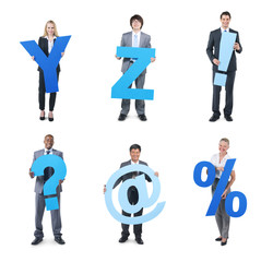 Group of Business People Holding Letters