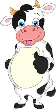 cute cow cartoon thumbs up