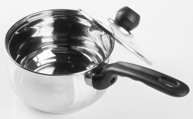 stainless steel pot on a background
