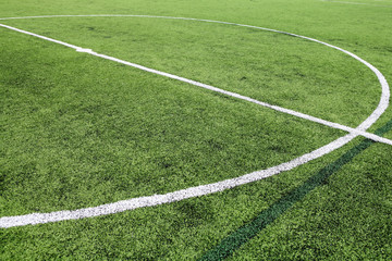 White stripe on the green soccer field