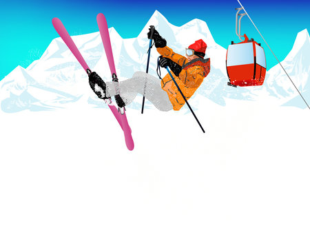 Freestyle Skiing.Mountain skiing.Extreme Skiing.Winter Sport.