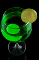 lemon drink in a wine glass
