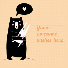 Greeting card with cute bear - 63268955