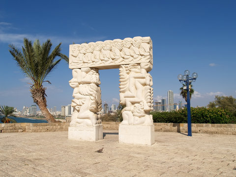 Sculpture "A belief gate" in Yaffo, Israel