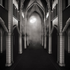Przejście w ciemnym gotyckim budynku © Obsidian Fantasy