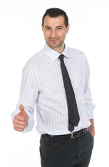 Uomo d'affari con pollice alzato