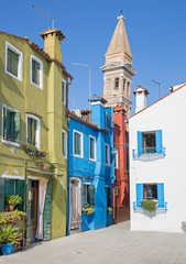 Fototapeta na wymiar Venice - Houses and church tower from Burano island