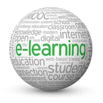 "E-LEARNING" Tag Cloud Globe (mooc education training studies)