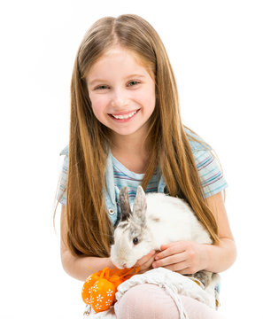 little girl with rabbit