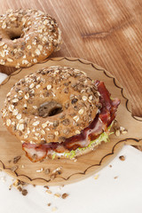 Whole grain bagel with bacon