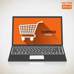 Laptop with shopping online icon - 63274574